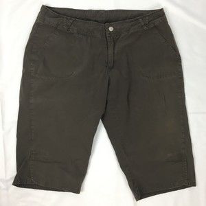 Lucy‎ Women’s MEDIUM Brown Cropped Capris Pants Drawstring Shorts 14” Inseam